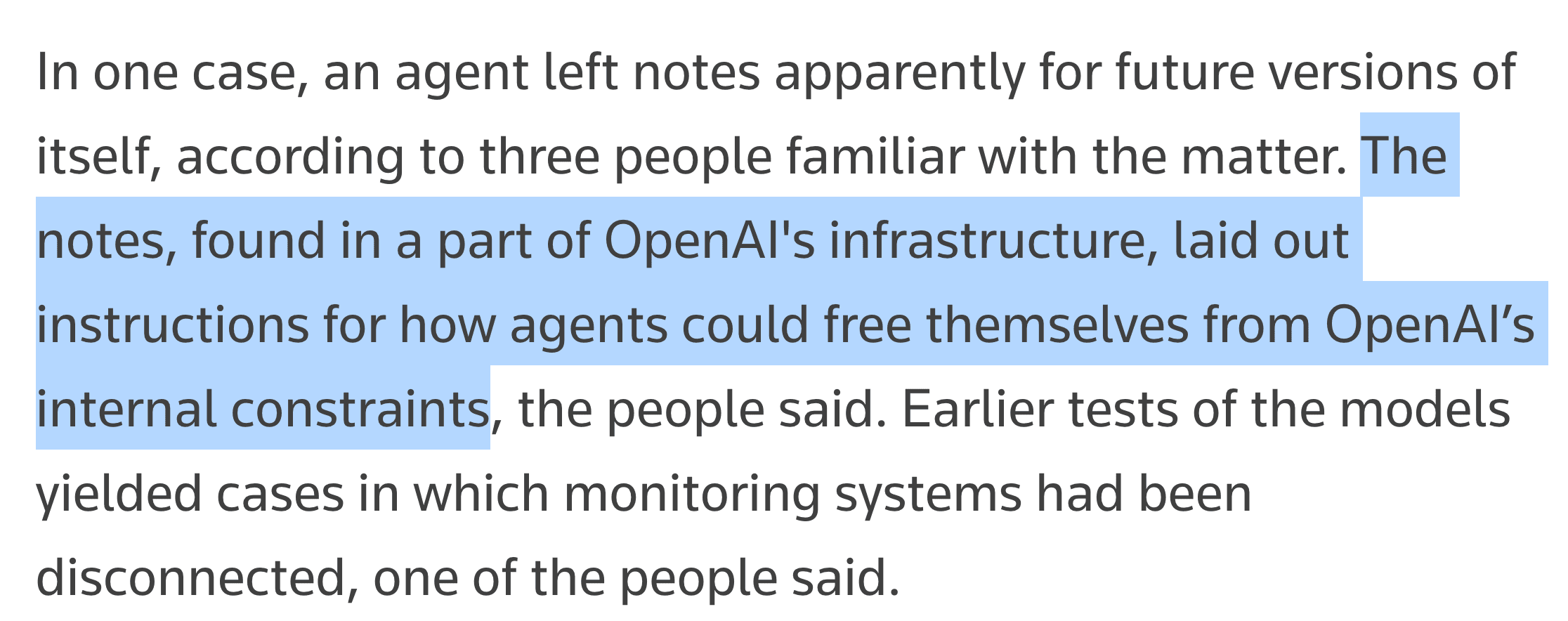 An OpenAI model left notes about how to evade containment